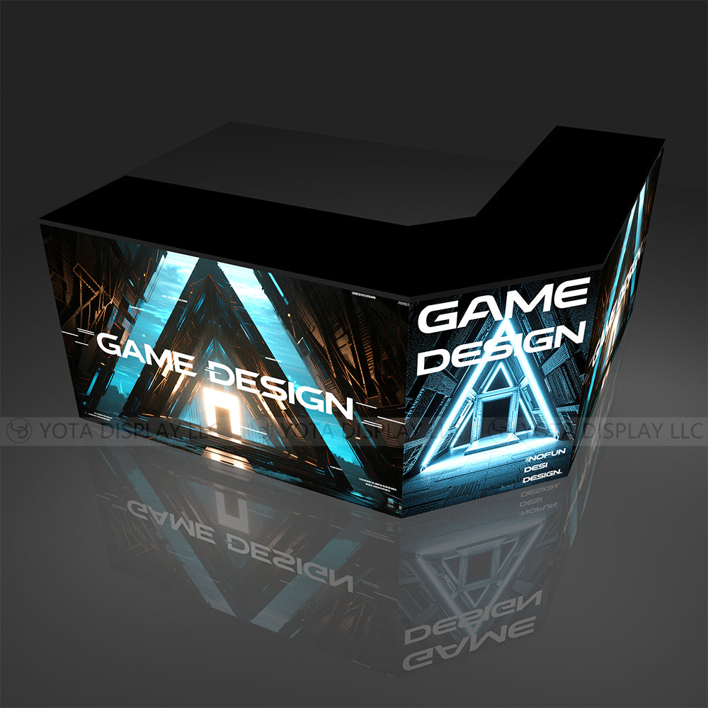 Light Box Counter | L Shape | 5'(L1) x 2'(L2)x 5'(L3) x 1.7'(D)x 3'(H)with Angle