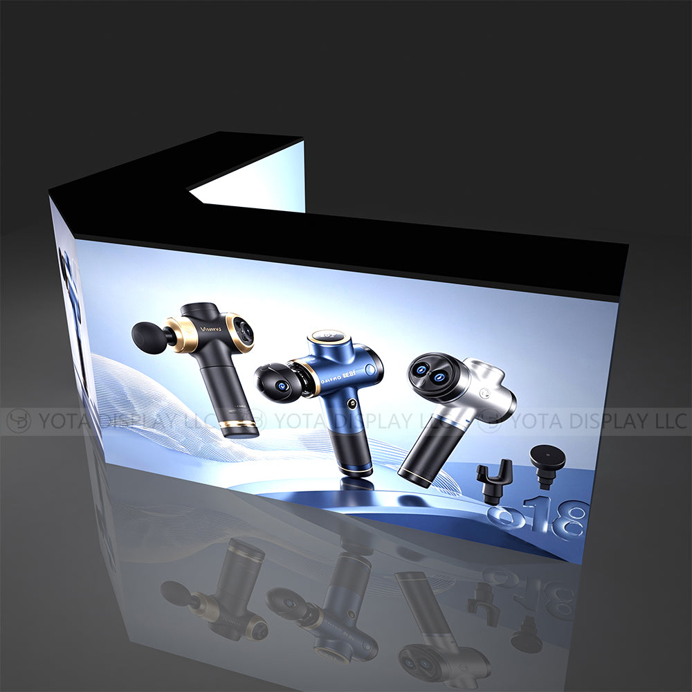 Light Box Counter | L Shape | 5'(L1) x 2'(L2)x 6'(L3) x 1.7'(D)x 3'(H)with Angle
