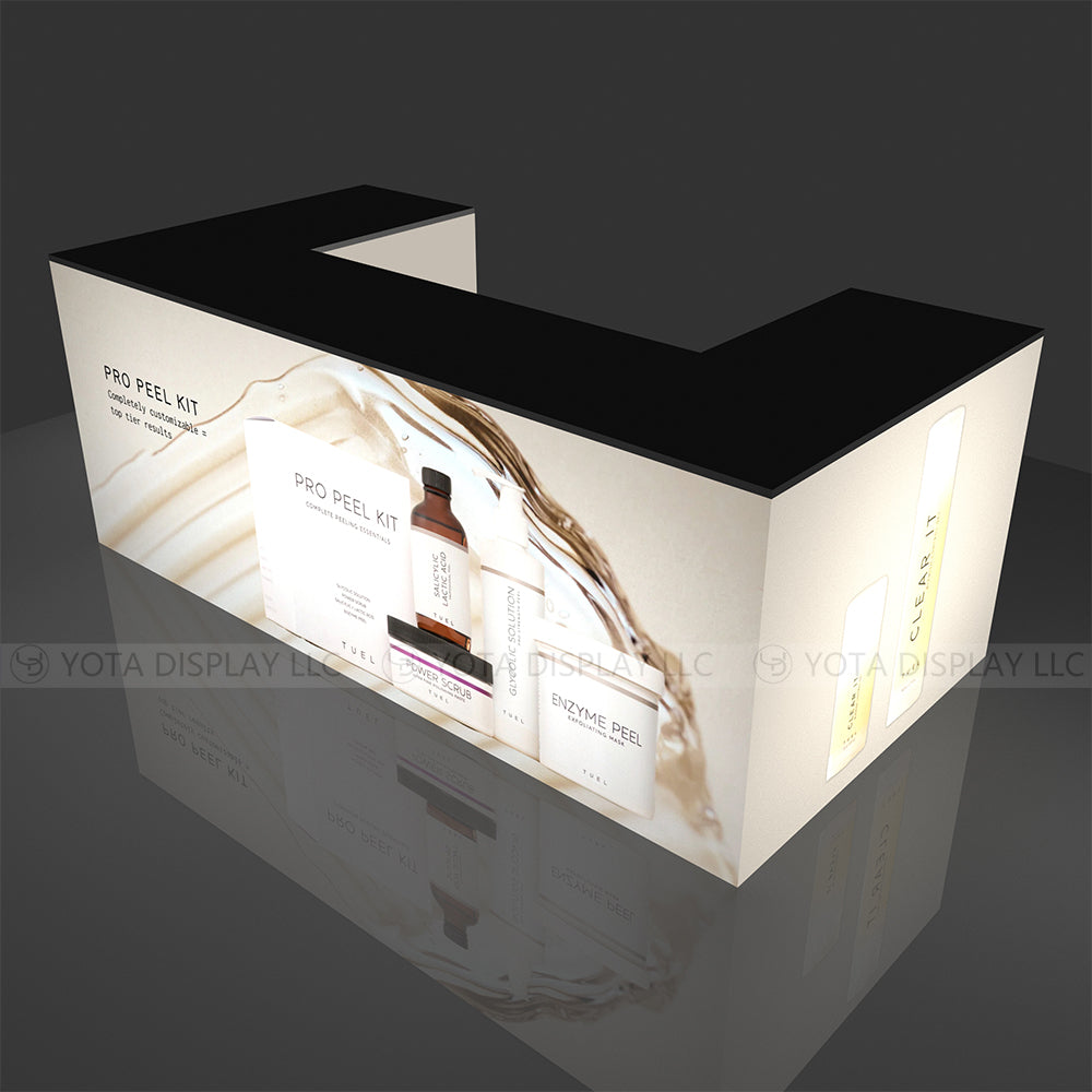Light Box Counter | U Shape | 8'(L1) x4'(L2) x 1.7'(D) x 3'(H)