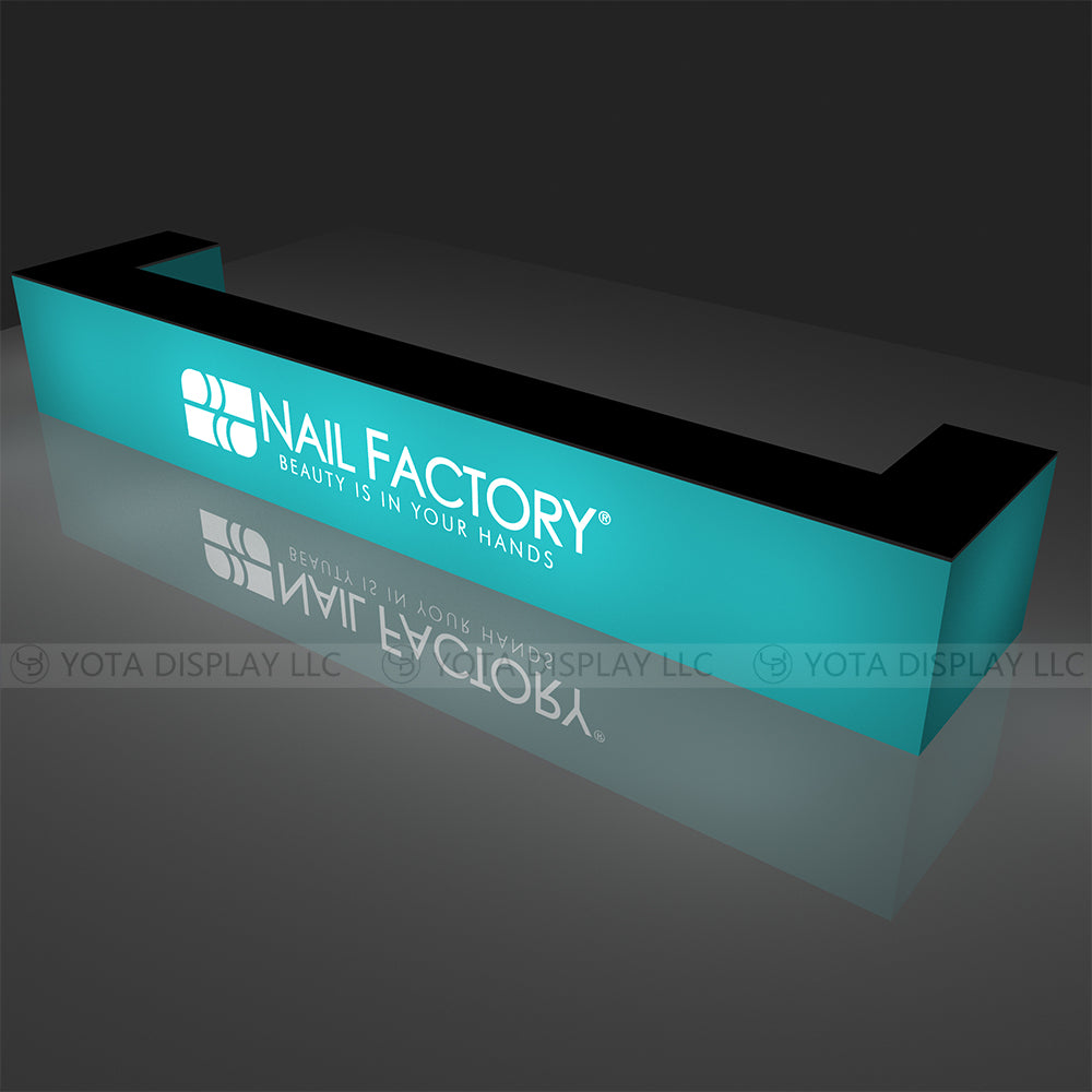 Light Box Counter | U Shape | 20'(L1) x4'(L2) x 1.7'(D) x 3'(H)