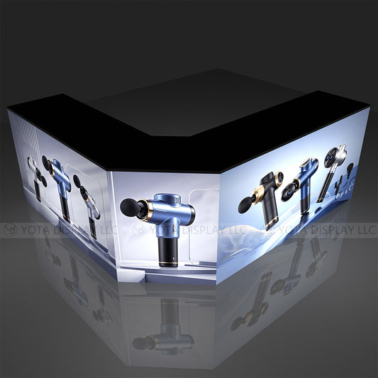 Light Box Counter | L Shape | 5'(L1) x 2'(L2)x 6'(L3) x 1.7'(D)x 3'(H)with Angle