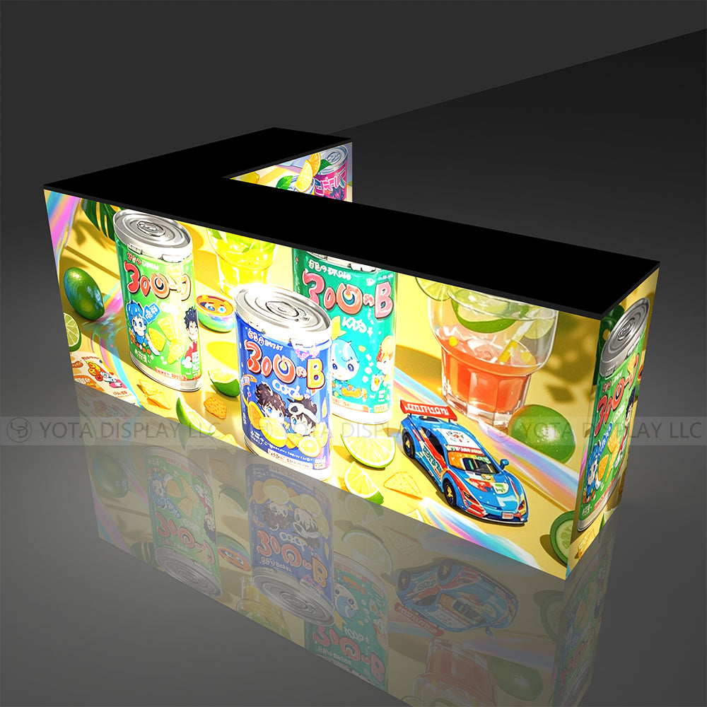 Light Box Counter | L Shape | 5'(L1) x 8'(L2) x 1.7'(D)x 3'(H)
