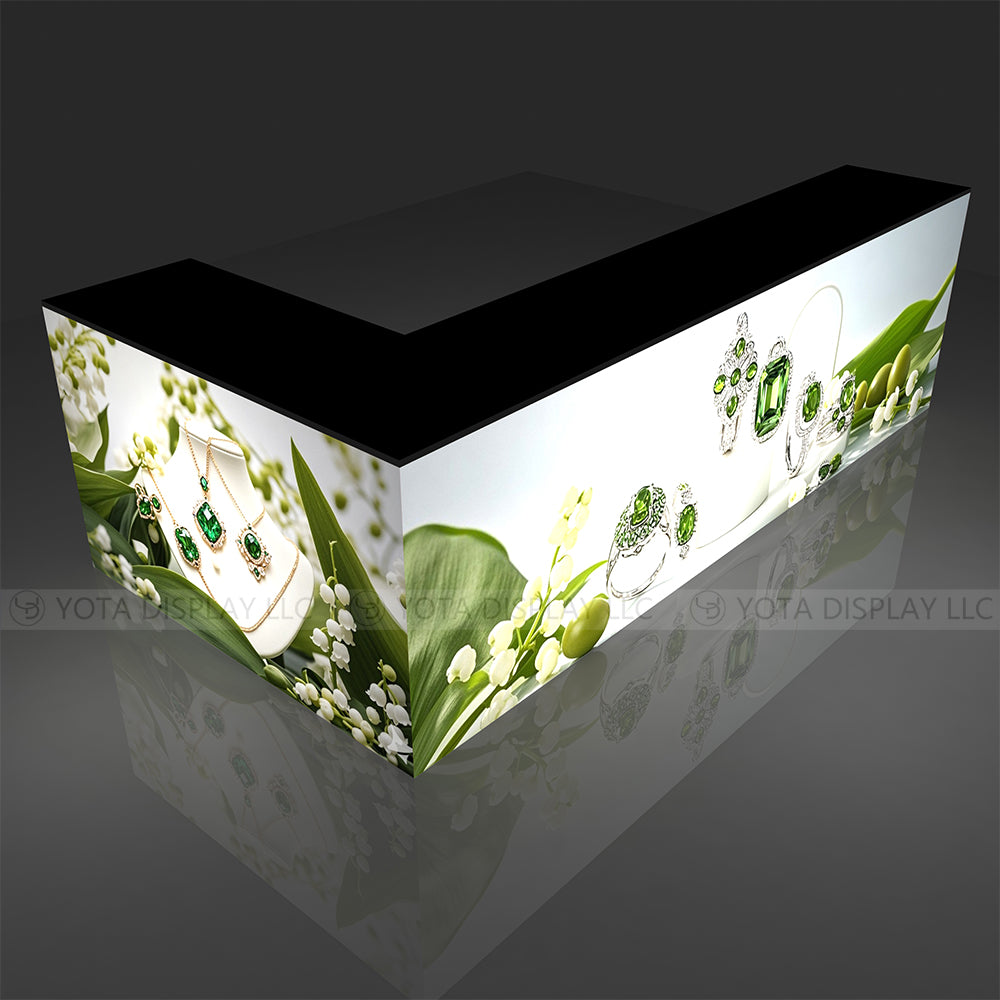 Light Box Counter | L Shape | 5'(L1) x 10'(L2) x 1.7'(D)x 3'(H)