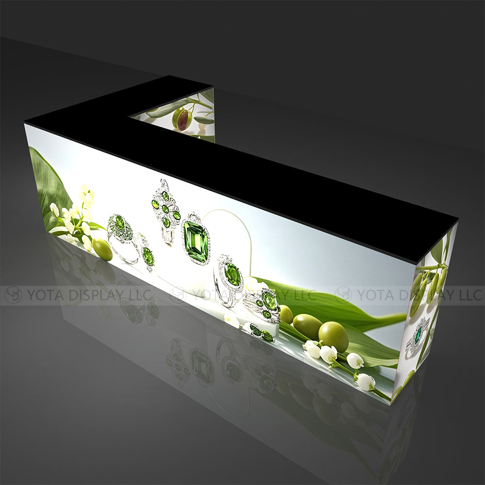 Light Box Counter | L Shape | 5'(L1) x 10'(L2) x 1.7'(D)x 3'(H)
