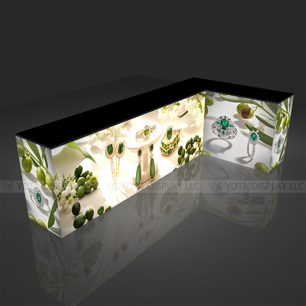 Light Box Counter | L Shape | 5'(L1) x 10'(L2) x 1.7'(D)x 3'(H)