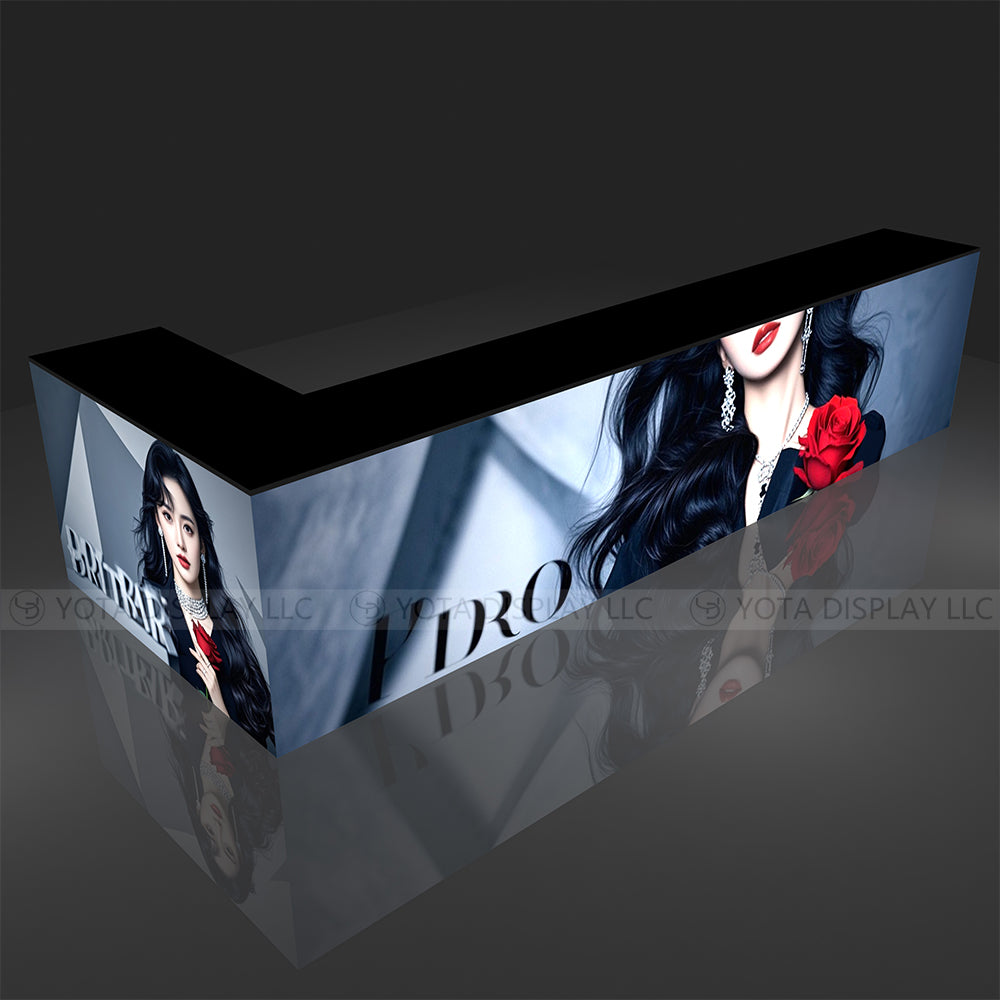 Light Box Counter | L Shape | 5'(L1) x 13'(L2) x 1.7'(D)x 3'(H)