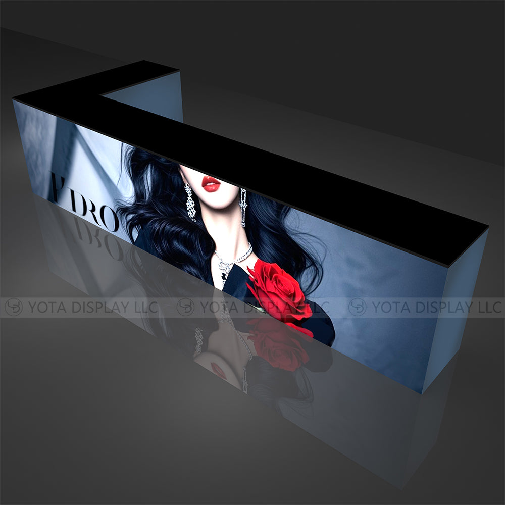 Light Box Counter | L Shape | 5'(L1) x 13'(L2) x 1.7'(D)x 3'(H)