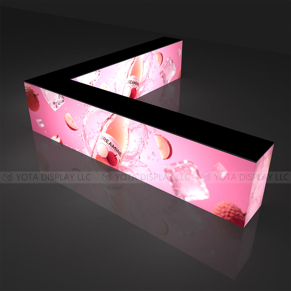 Light Box Counter | L Shape | 13'(L1) x 13'(L2) x 1.7'(D)x 3'(H)