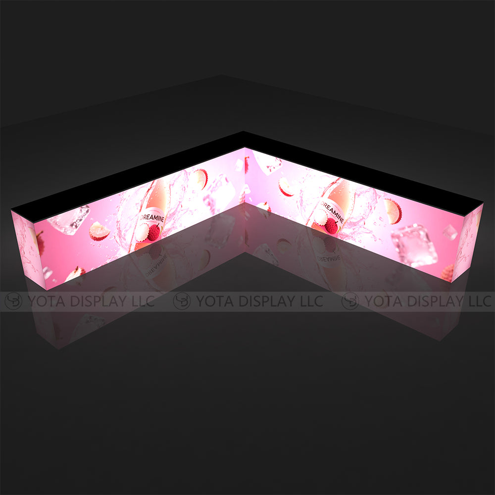 Light Box Counter | L Shape | 13'(L1) x 13'(L2) x 1.7'(D)x 3'(H)