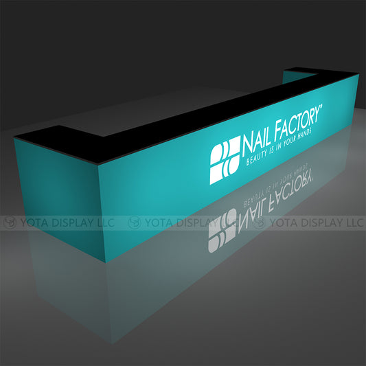 Light Box Counter | U Shape | 20'(L1) x4'(L2) x 1.7'(D) x 3'(H)